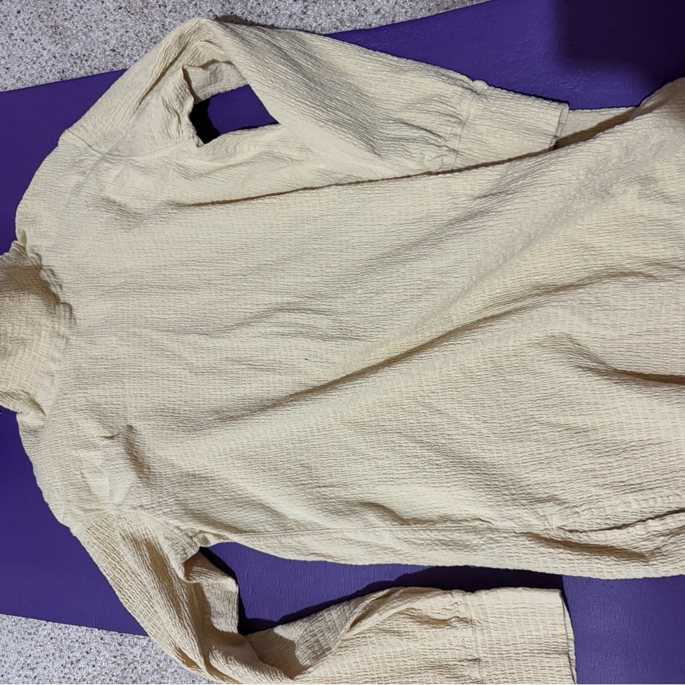 Cream Textured Long Sleeve Top